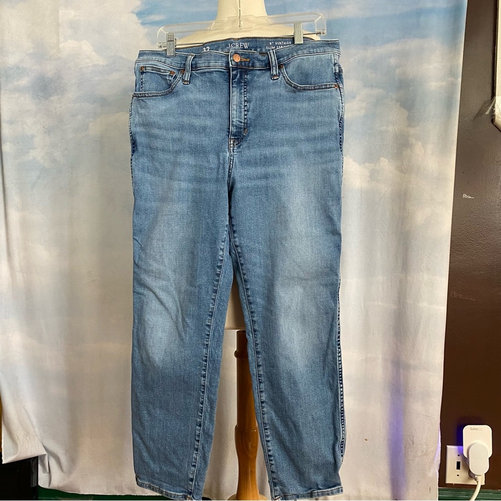 J. Crew Medium Blue 9” Vintage Slim Straight Leg Jeans Size 32
